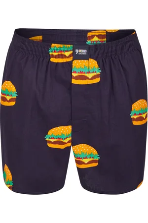 HAPPY SHORTS X heren wijde boxershort met binnenbroek burger print