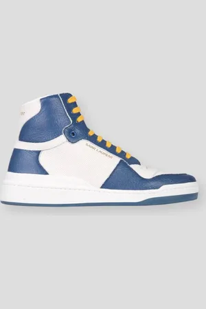 Saint Laurent Kalfsleer mid top sneakers wit/