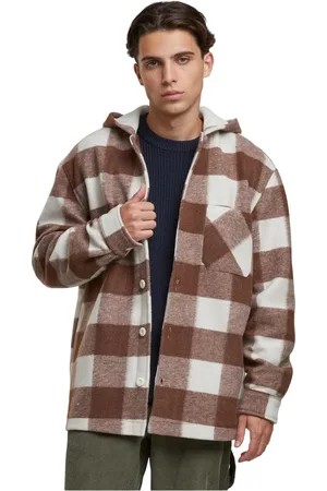 Urban classics Heren geruite jas met capuchon