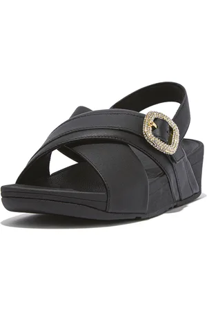 FitFlop Lulu crystal-buckle leather back-strap sandals