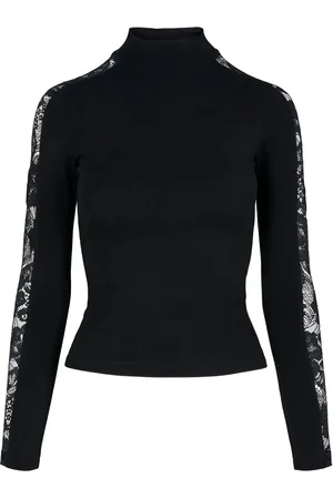 Urban classics Dames top met lange mouwen en kantdetail