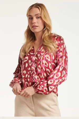 Smashed Lemon 24504 fuchsia cheetah print satijnen blouse |