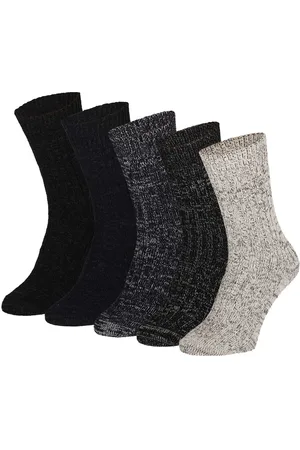 Apollo Heren gebreide sokken 5-pack zwart/grijs/blauw