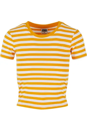 Urban classics Dames gestreept kort t-shirt