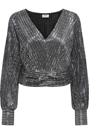 JACQUELINE DE YONG Jdydidi ls glitter top jrs zilverkleurig
