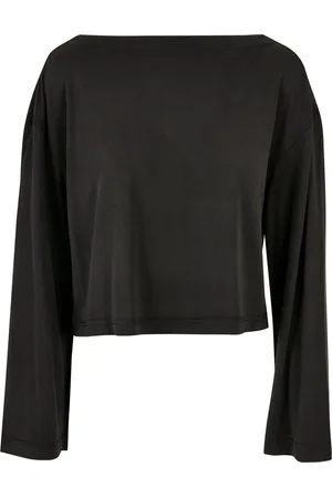Urban classics Dames modal boothals t-shirt met lange mouwen