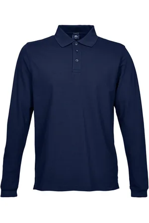TeeJays Heren luxe stretch poloshirt met lange mouwen