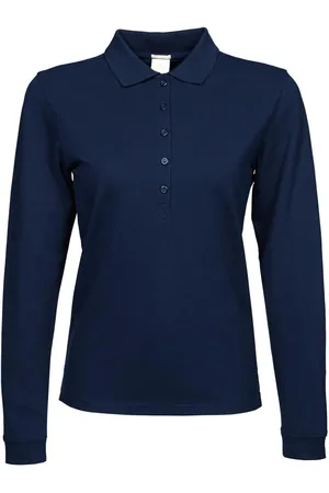 TeeJays Dames luxe stretch poloshirt met lange mouwen
