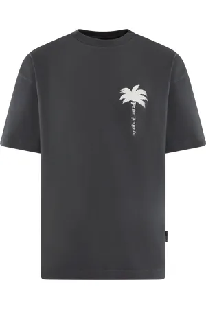 Palm Angels Heren cracked logo t-shirt dk grey