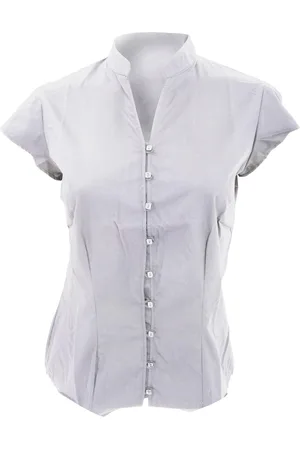 Kustom Dames continentale blouse mandarin collar cap sleeve