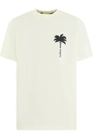 Palm Angels Heren cracked logo t-shirt cream