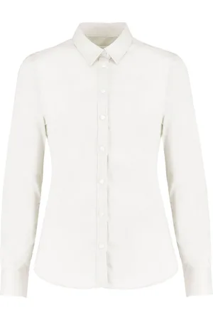 Kustom Dames oxford stretch getailleerde overhemd met lange mouwen