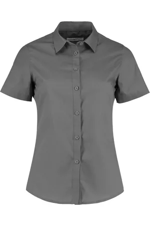 Kustom Dames poplin getailleerd overhemd met korte mouwen