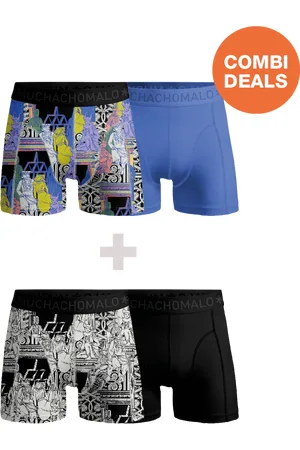 Muchachomalo Heren 2+2-pack boxershorts print/effen