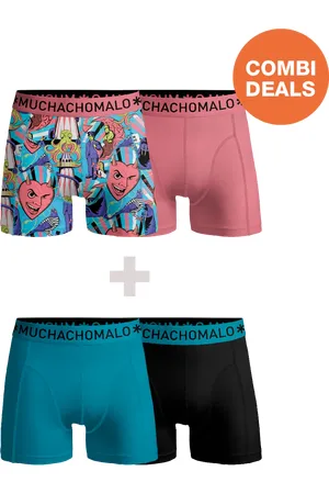 Muchachomalo Heren 2+2-pack boxershorts print/effen