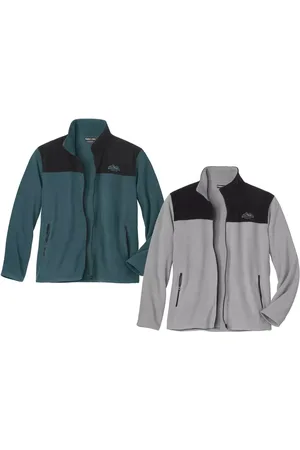 Atlas For Men Heren fleece jas met contrast paneel (set van 2)