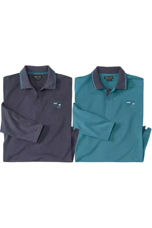Atlas For Men Heren jersey poloshirt met lange mouwen (set van 2)
