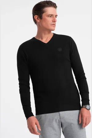Ombre Clothing Heren v-hals sweater ribgebreide boorden - bs-0107zw