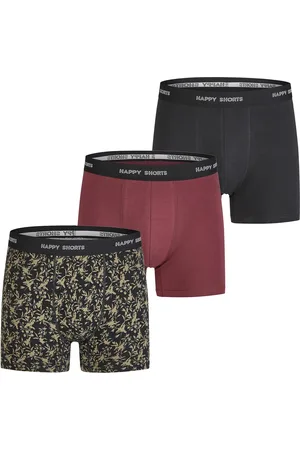 HAPPY SHORTS Heren boxershorts trunks 3-pack zwart/bordeaux rood