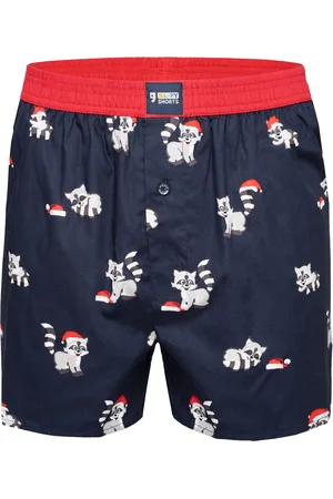 HAPPY SHORTS X heren wijde boxershort met binnenbroek kerst wasbeer print