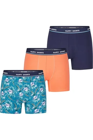 HAPPY SHORTS Heren boxershorts trunks 3-pack blauw/groen/oranje
