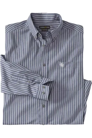 Atlas For Men Heren gestreept poplin overhemd