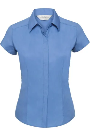 Russell Athletic Collectie damesmuts polycotton makkelijk te onderhouden gepast poplin shirt