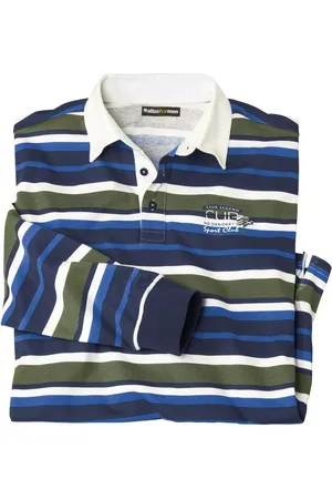 Atlas For Men Heren gestreept poloshirt met lange mouwen