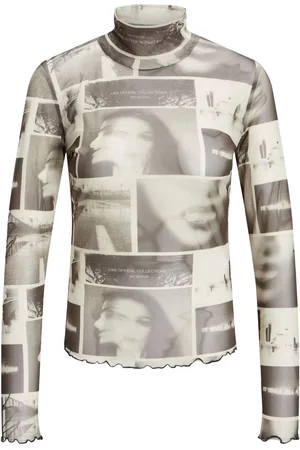 JACK & JONES Jxmaui ls high neck mesh top dessin