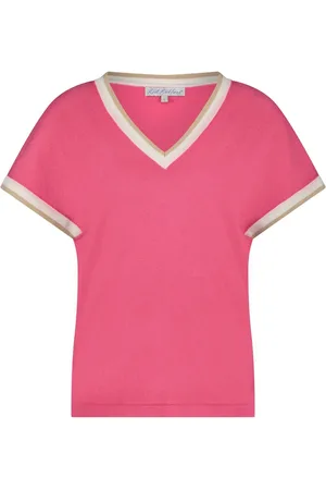 Red Button Jerry v-neck pink