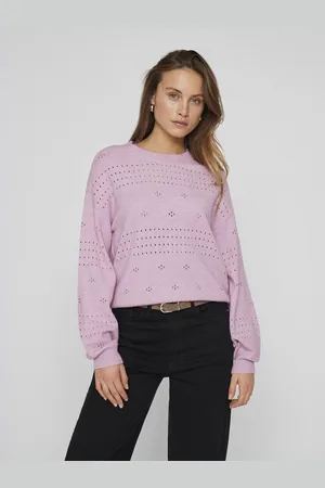VILA Viril l/s o-neck pointelle knit top