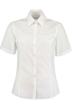 Kustom Dames getailleerde business shirt met korte mouwen