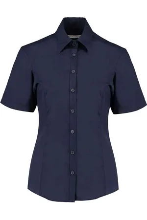 Kustom Dames getailleerde business shirt met korte mouwen