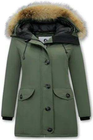 Matogla Groene winterjas met bontkraag
