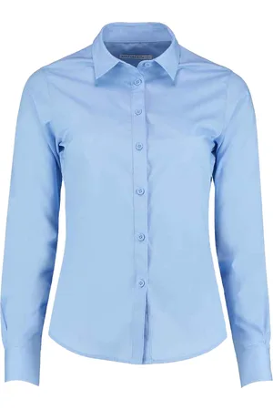 Kustom Dames poplin getailleerde overhemd met lange mouwen
