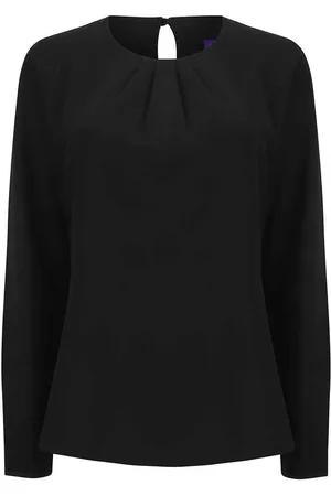 Henbury Blouse met lange mouwen en geplooide voorkant voor dames