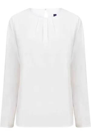 Henbury Blouse met lange mouwen en geplooide voorkant voor dames