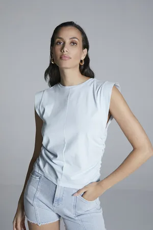 Homage to Denim H-cs25m106 sleeveless top with gathering