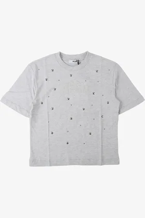 Msgm Meisjes t-shirt studded oversized grey melange
