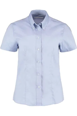 Kustom Dames zakelijk oxford getailleerde overhemd met korte mouwen