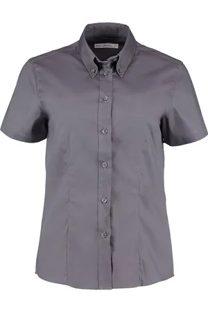 Kustom Dames zakelijk oxford getailleerde overhemd met korte mouwen