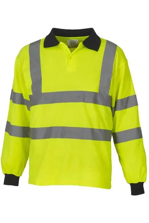 Yoko Heren hi-vis poloshirt met lange mouwen