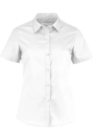 Kustom Dames poplin getailleerd overhemd met korte mouwen