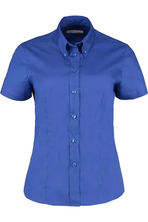 Kustom Dames zakelijk oxford getailleerde overhemd met korte mouwen