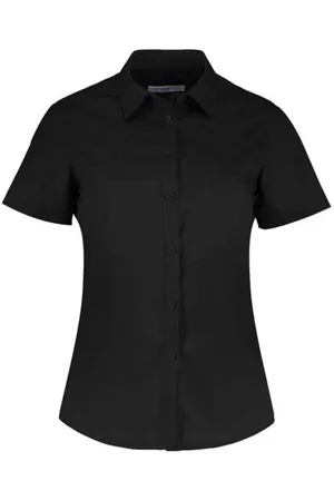 Kustom Dames poplin getailleerd overhemd met korte mouwen