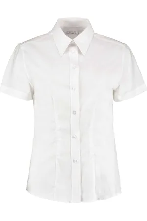 Kustom Dames oxford getailleerde overhemd met korte mouwen
