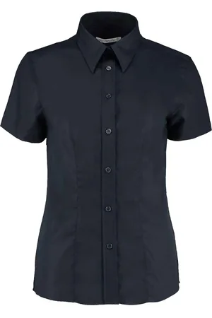 Kustom Dames oxford getailleerde overhemd met korte mouwen