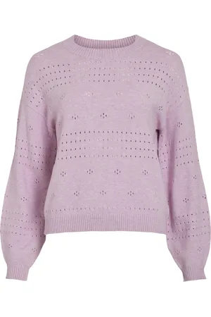 VILA Viril ls o-neck pointelle knit top lila