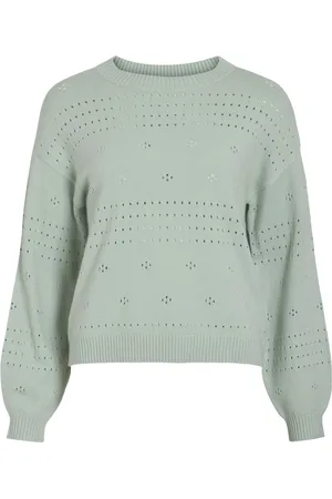 VILA Viril ls o-neck pointelle knit top mint