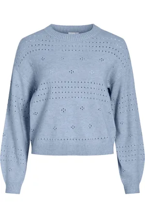 VILA Viril ls o-neck pointelle knit top licht
